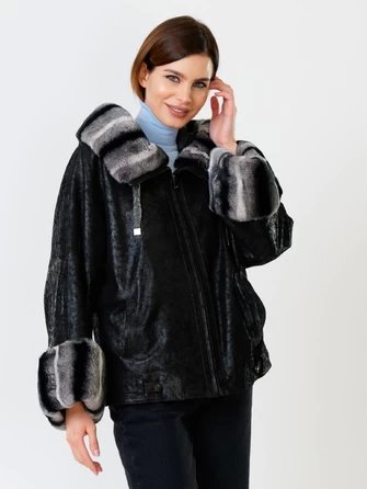 Замшевая утепленная женская куртка с мехом "рекса" 397ш-1